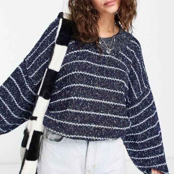 Free People Starlight Oversized Cropped Sweater - Picture 1 of 12